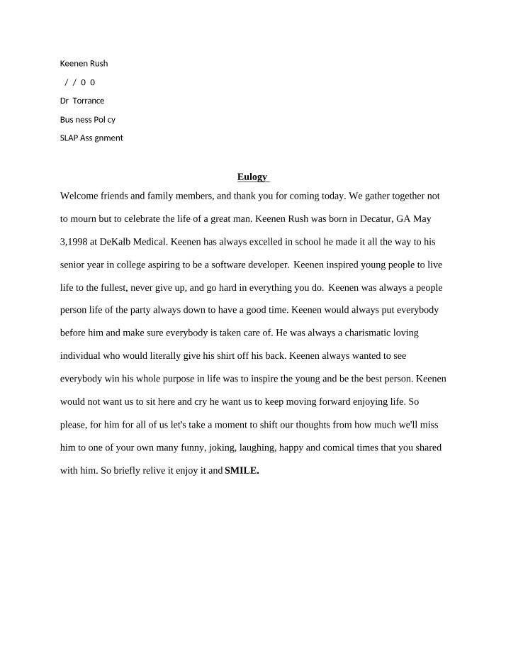 SLAP Assignment - Keenen Rush