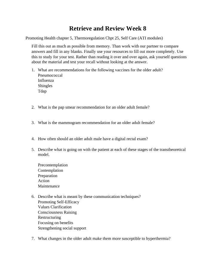 Week 8 Review and Retrieve