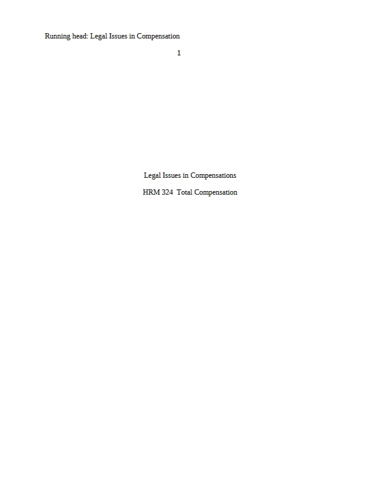 Legal Aspects of Compensation