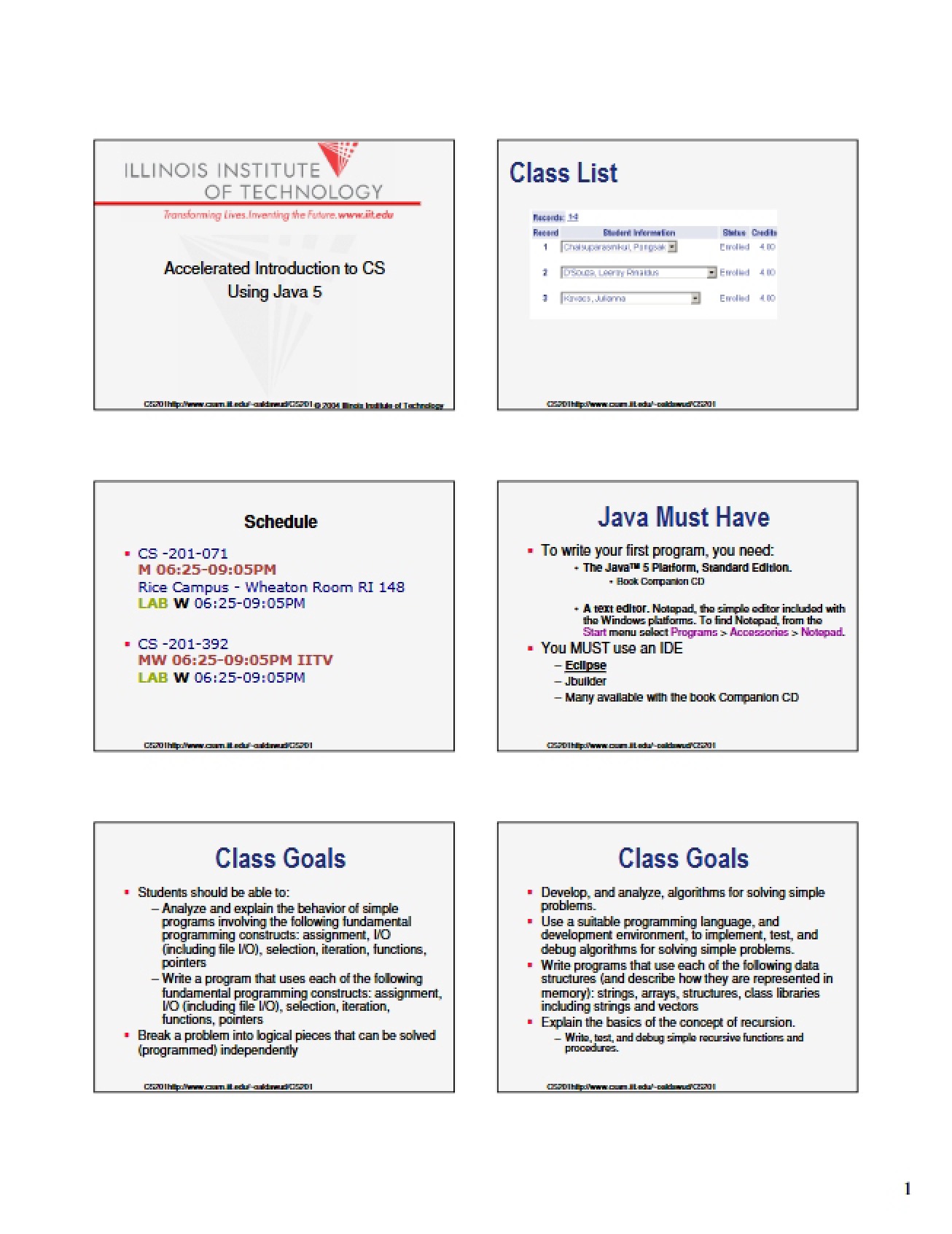 Java 5 Accelerated CS Introduction