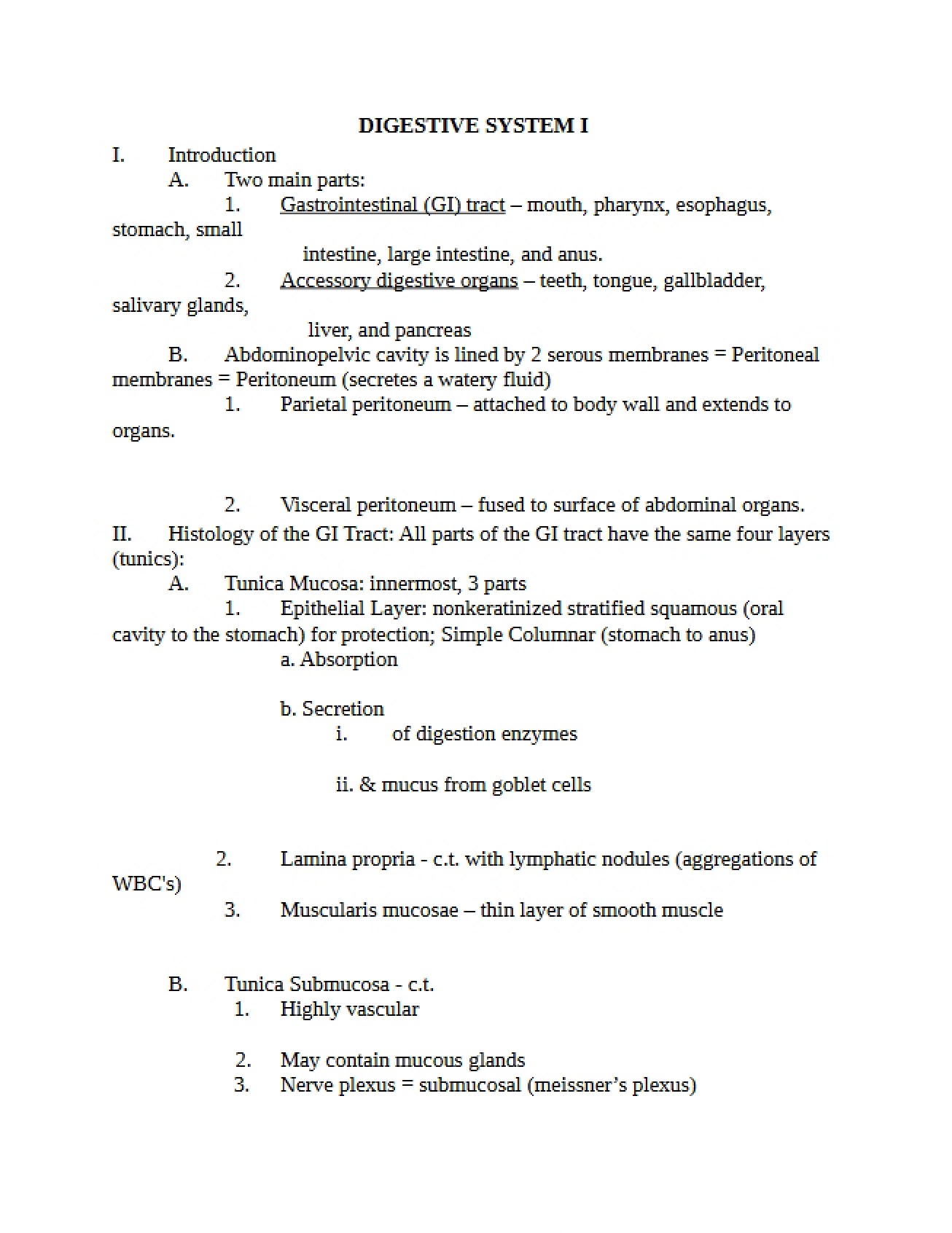 Part One Digestive System