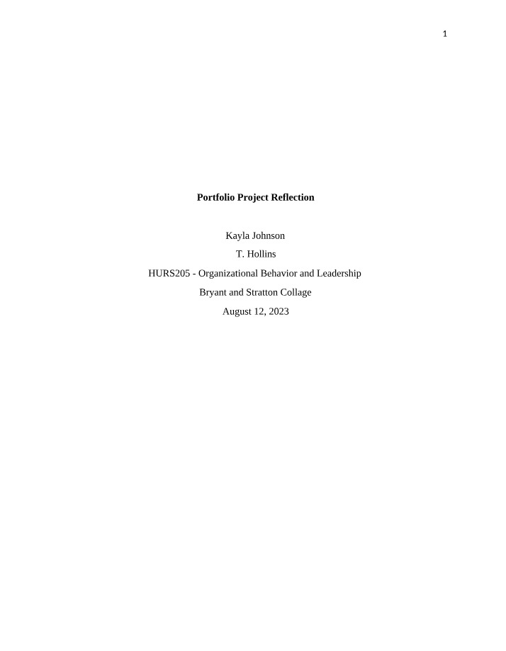 Reflection on the Portfolio Project