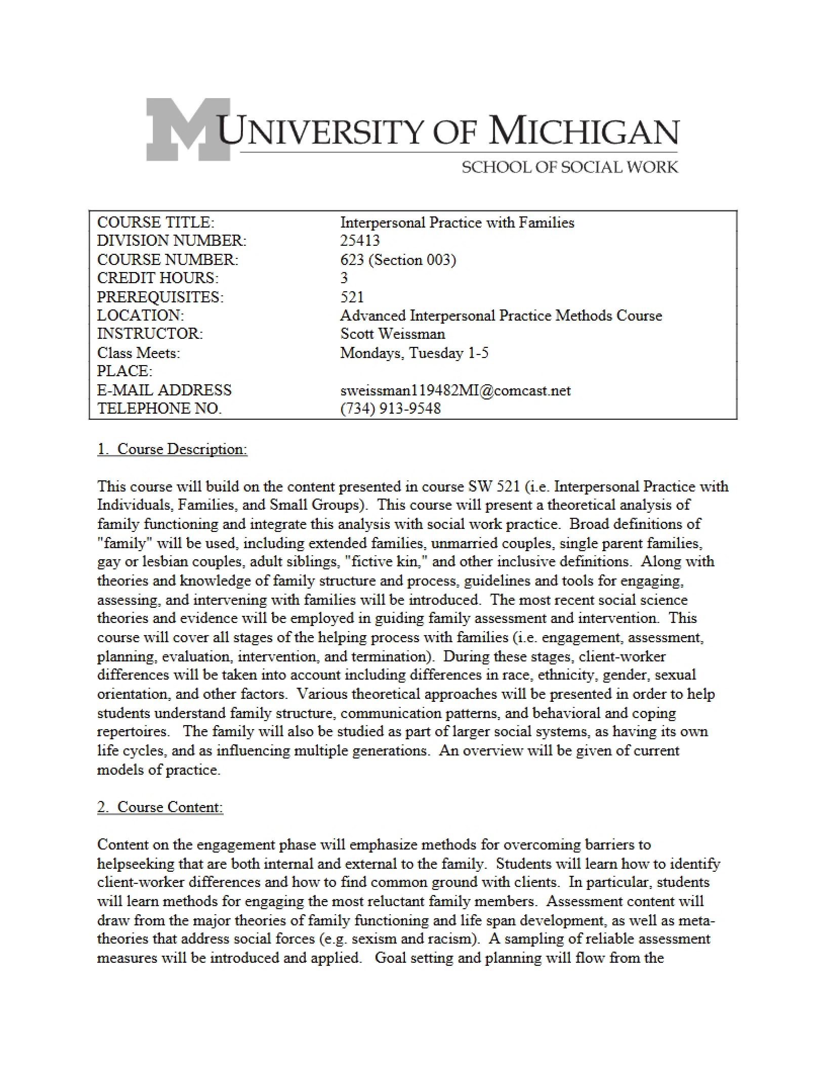 Syllabus for SW 623