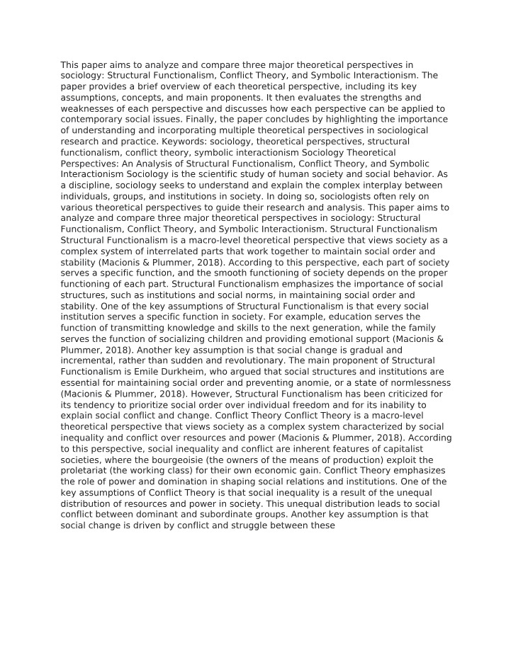 Theoretical Perspectives in Sociology