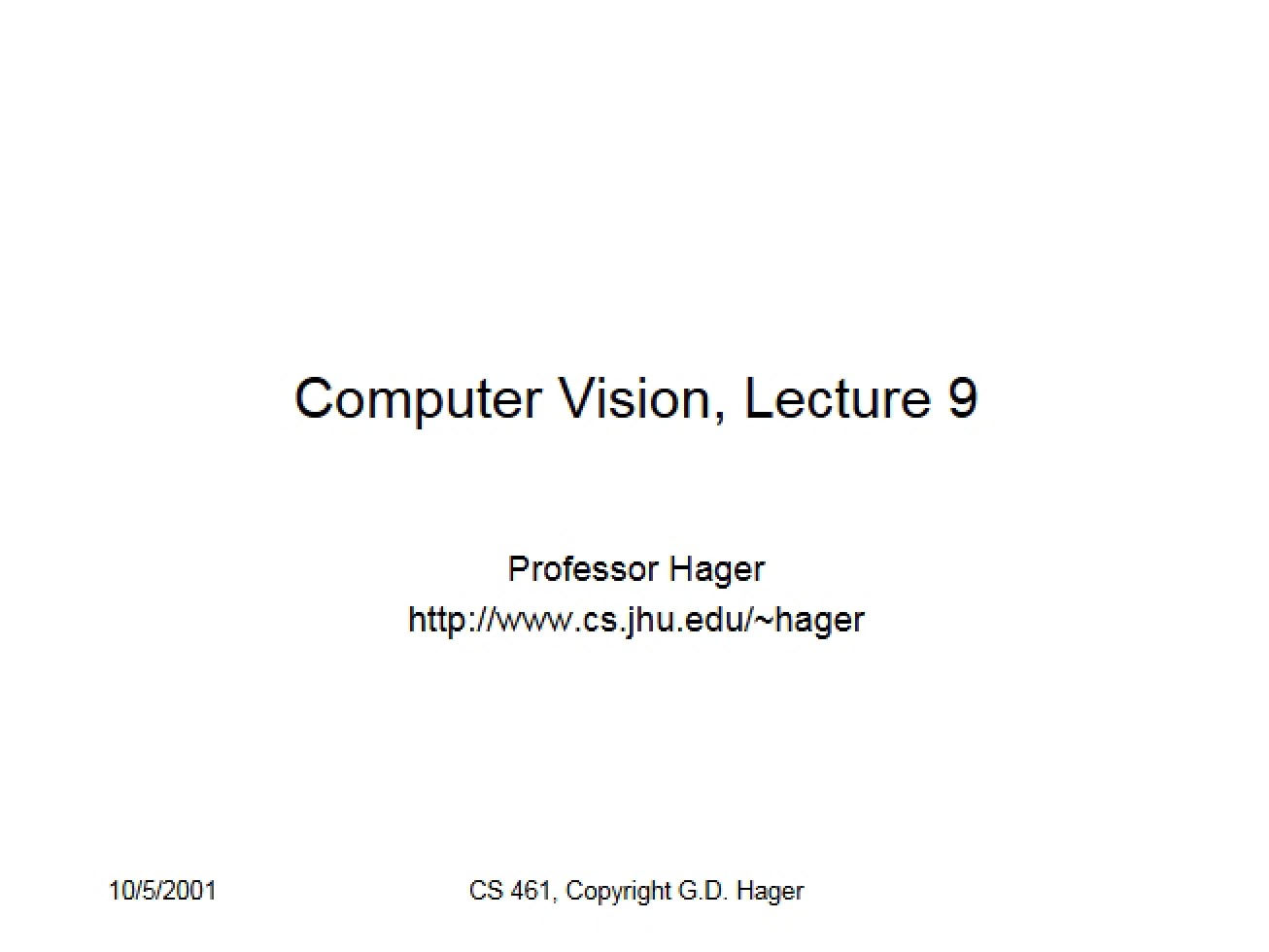 Lecture 9 Computer Vision