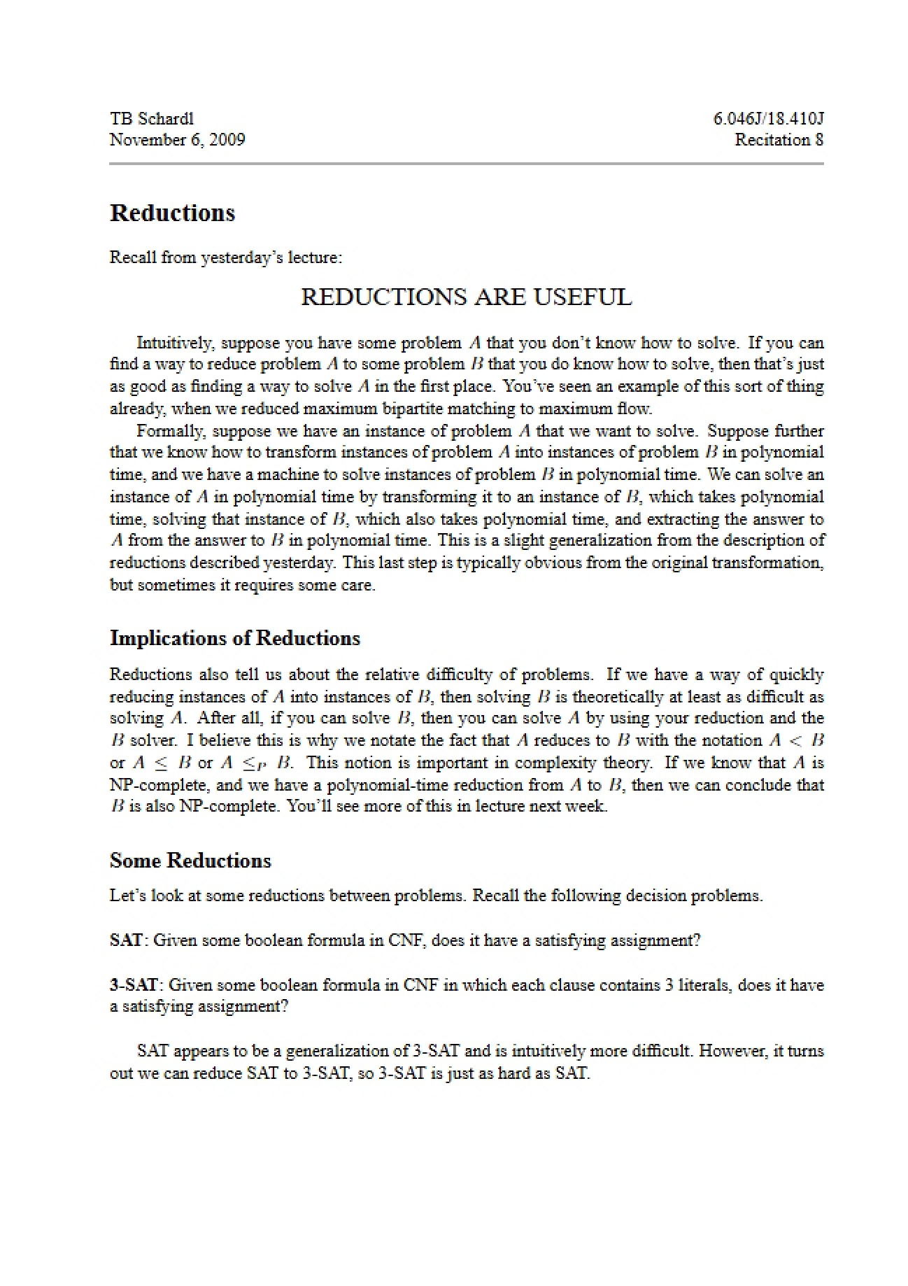 Reductions Overview