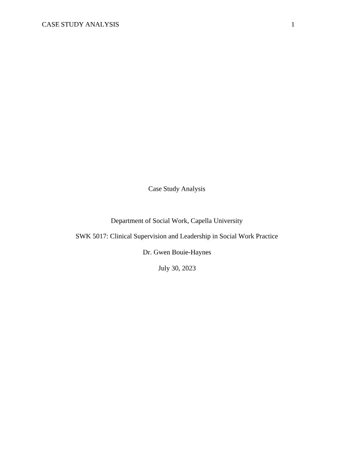 Case Study Analysis for SWK5017