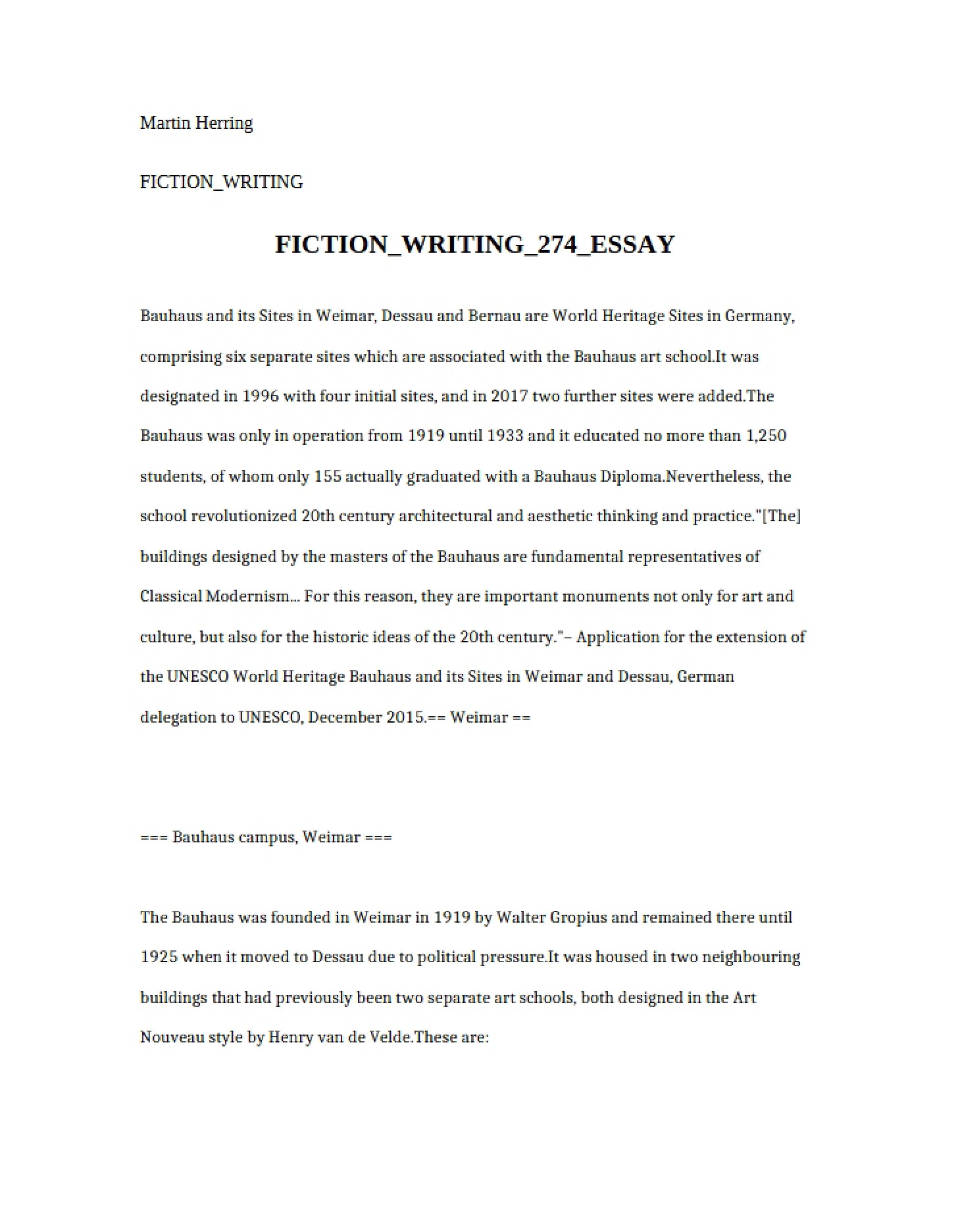 Written Essay - 4 Pages