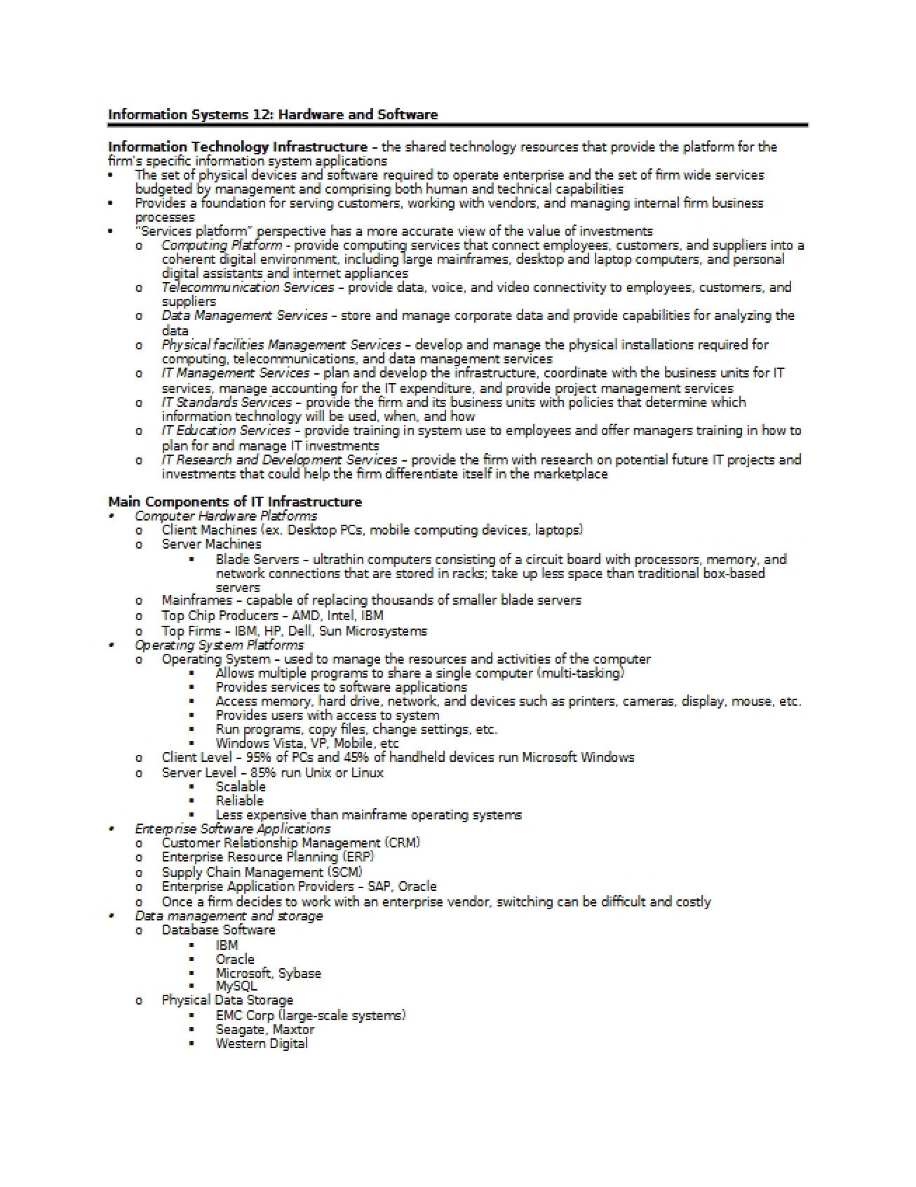 Hardware and Software Components IS 12