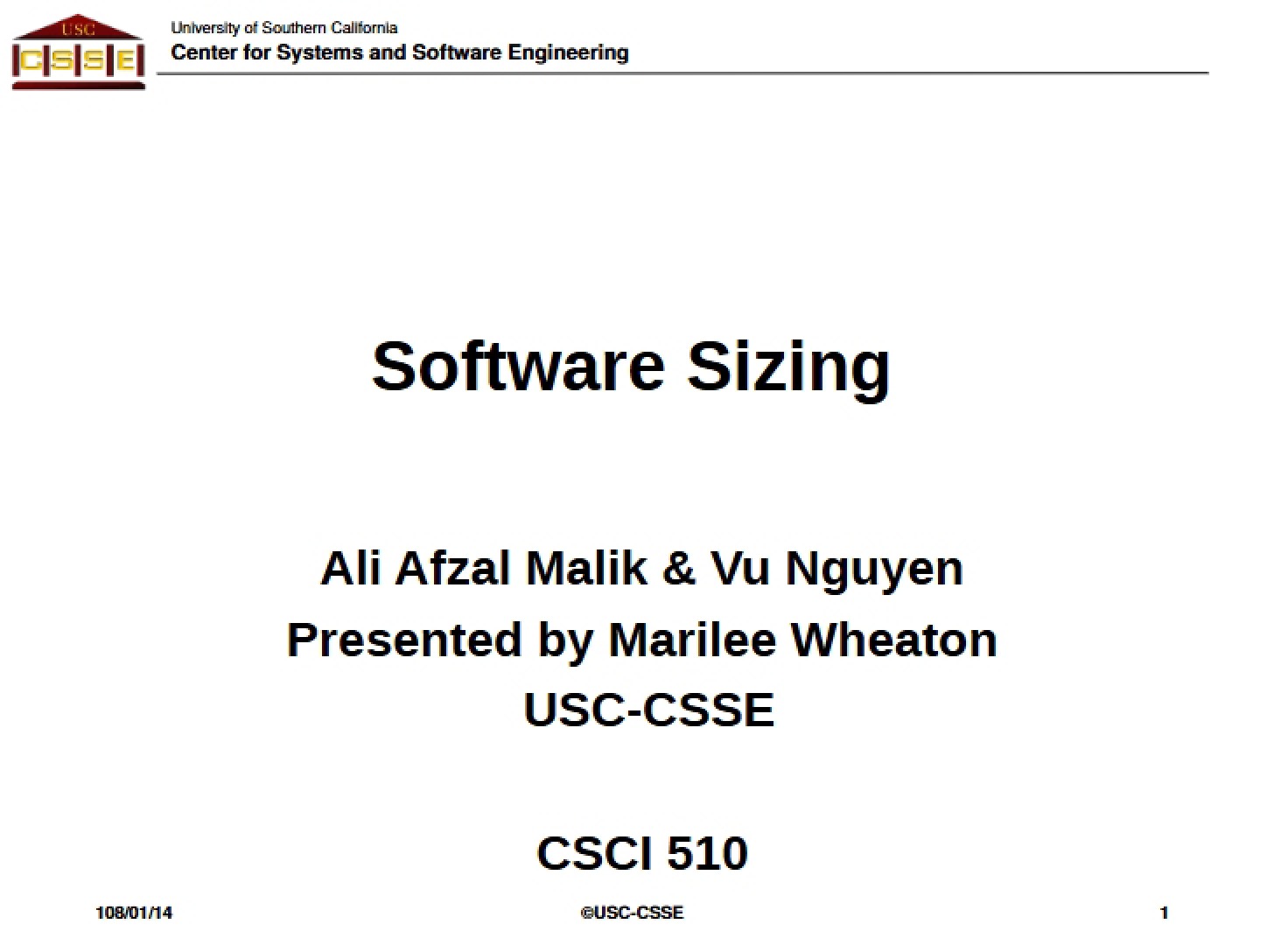 Sizing of Software (EC39)