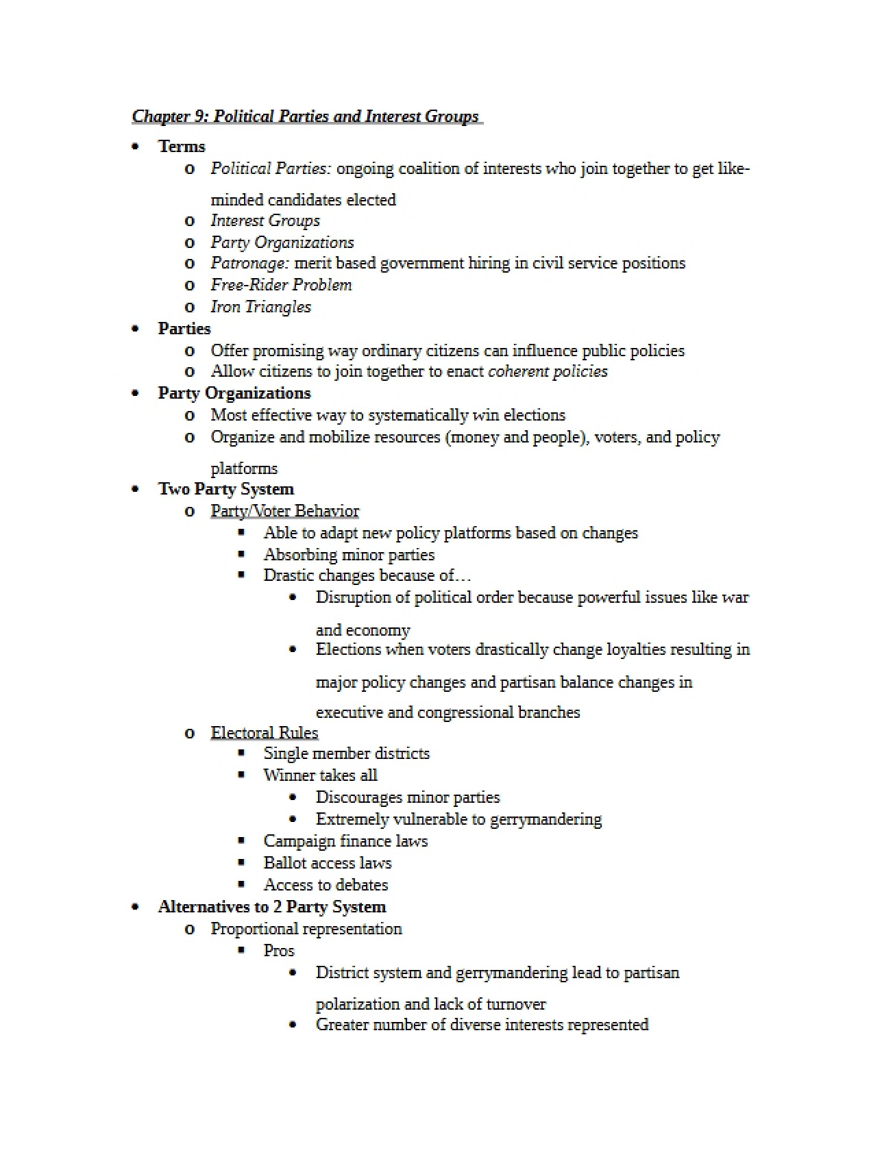 Notes from Chapter 9