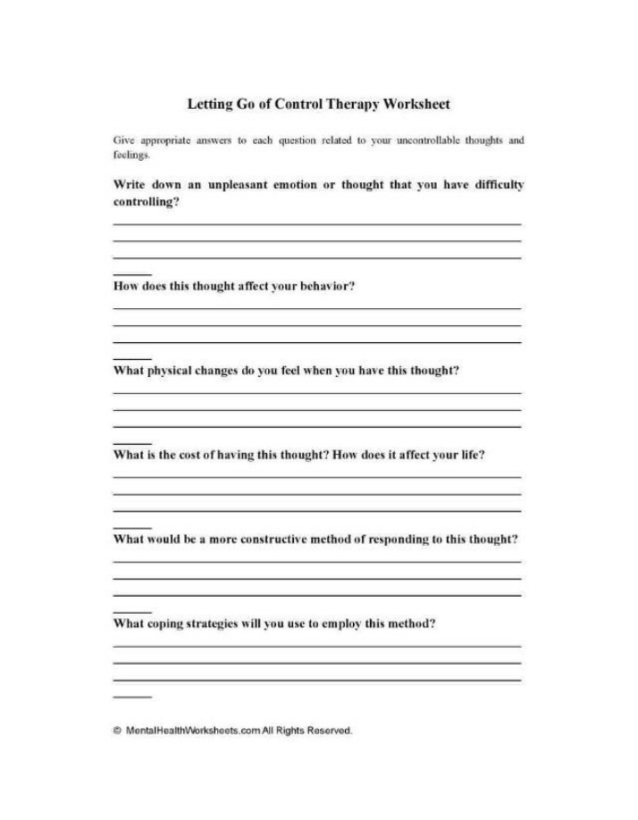 Worksheet - Letting Go of Control