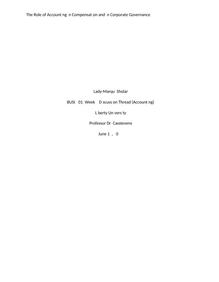 BUSI 701 Discussion Board - Week 4