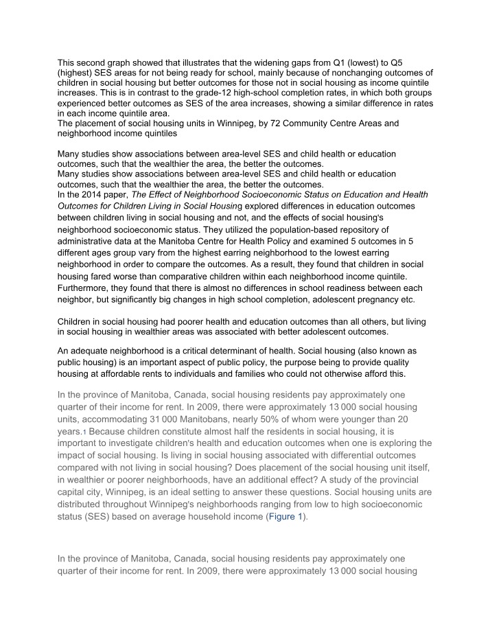 Social Housing Impacts on Children's Health and Education