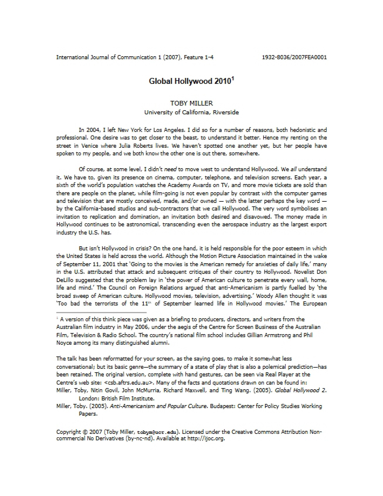Hollywood Global Perspectives
