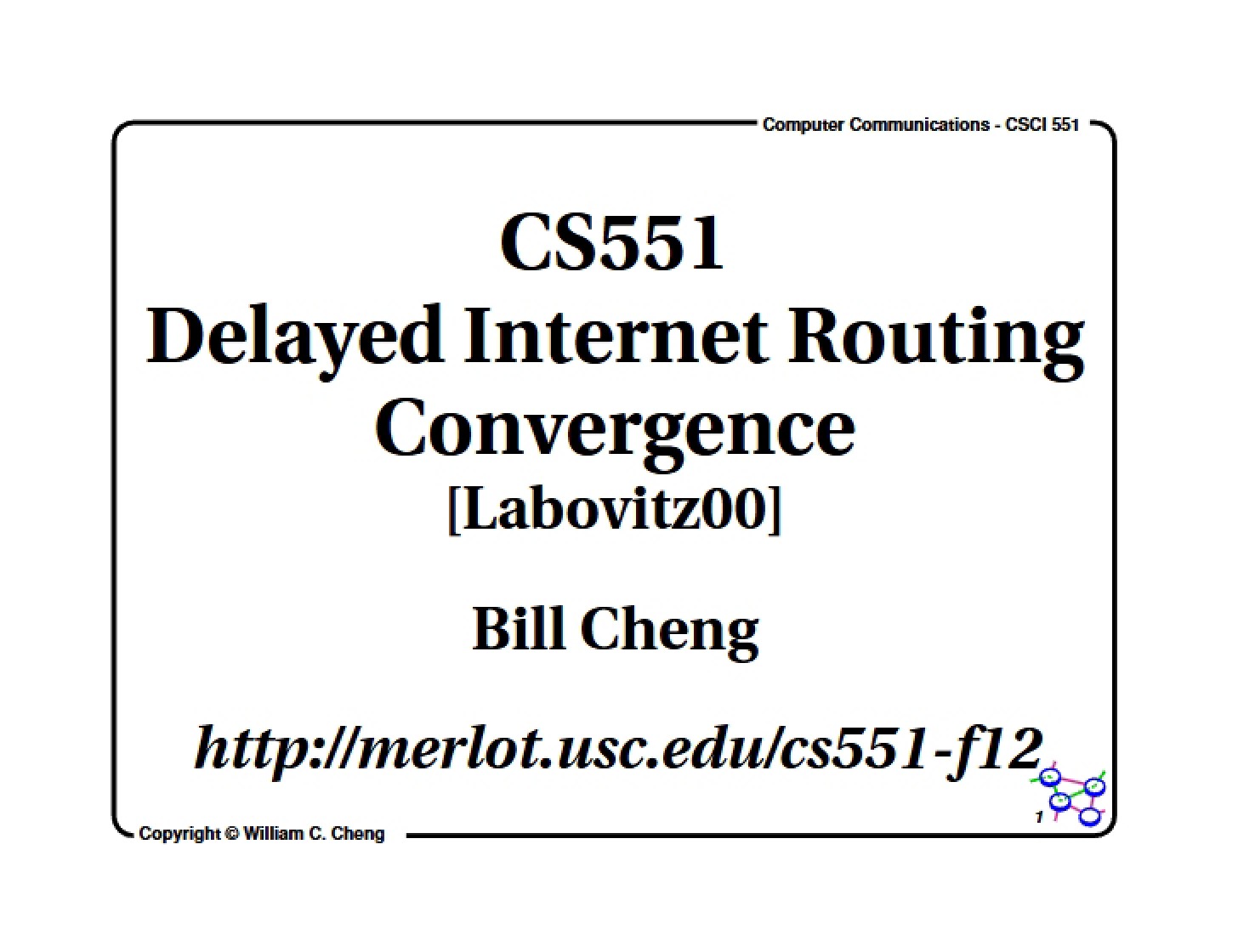 Lecture 07c BGP Convergence