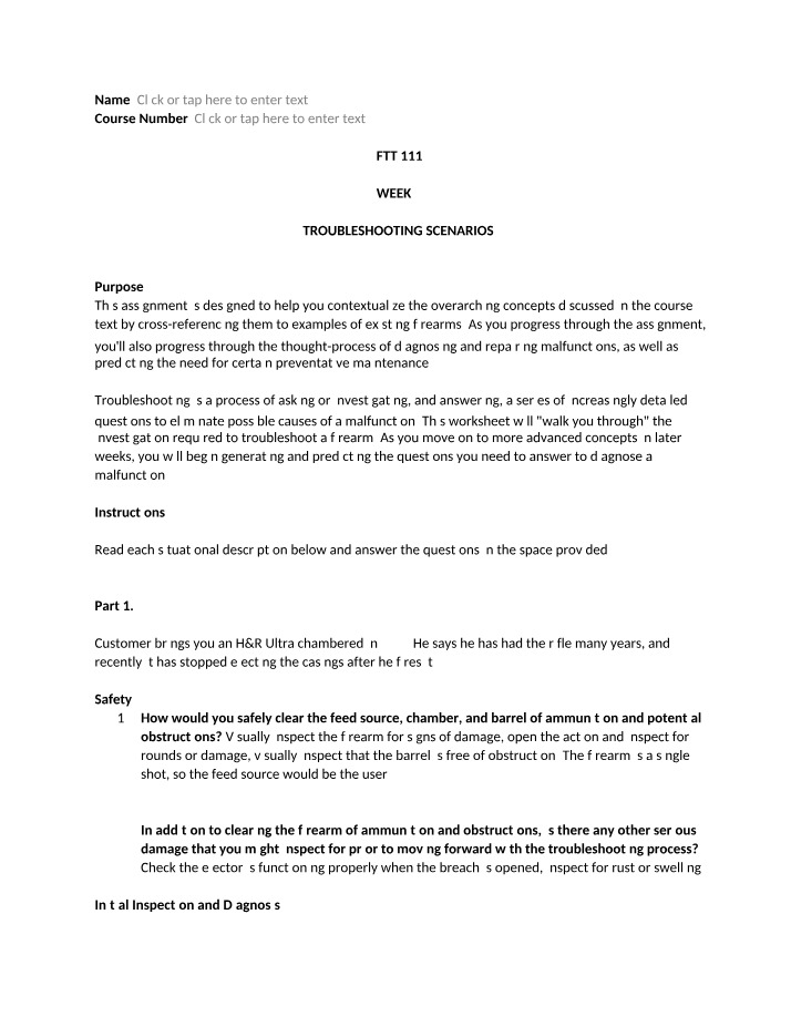 Troubleshooting Scenarios Diagnosing Repairing Firearm Primary
