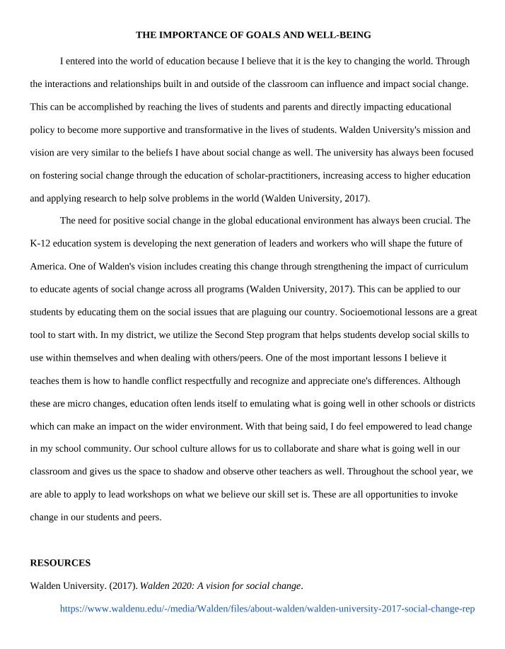 Importance of Goals and Well Being Final