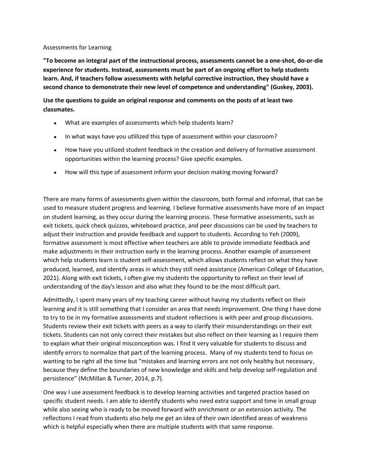 Strategies for Effective Student Learning Assessments