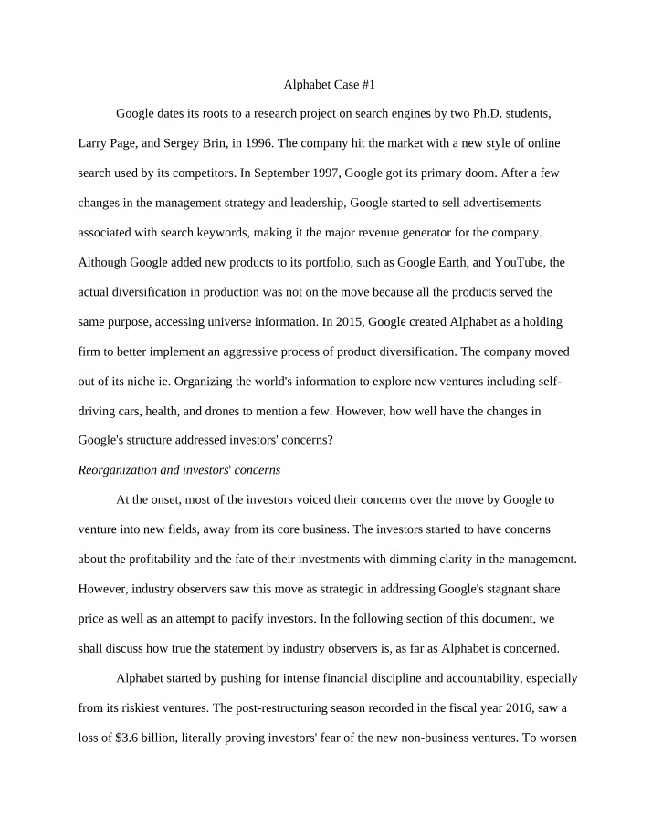 Case #1 - Alphabet