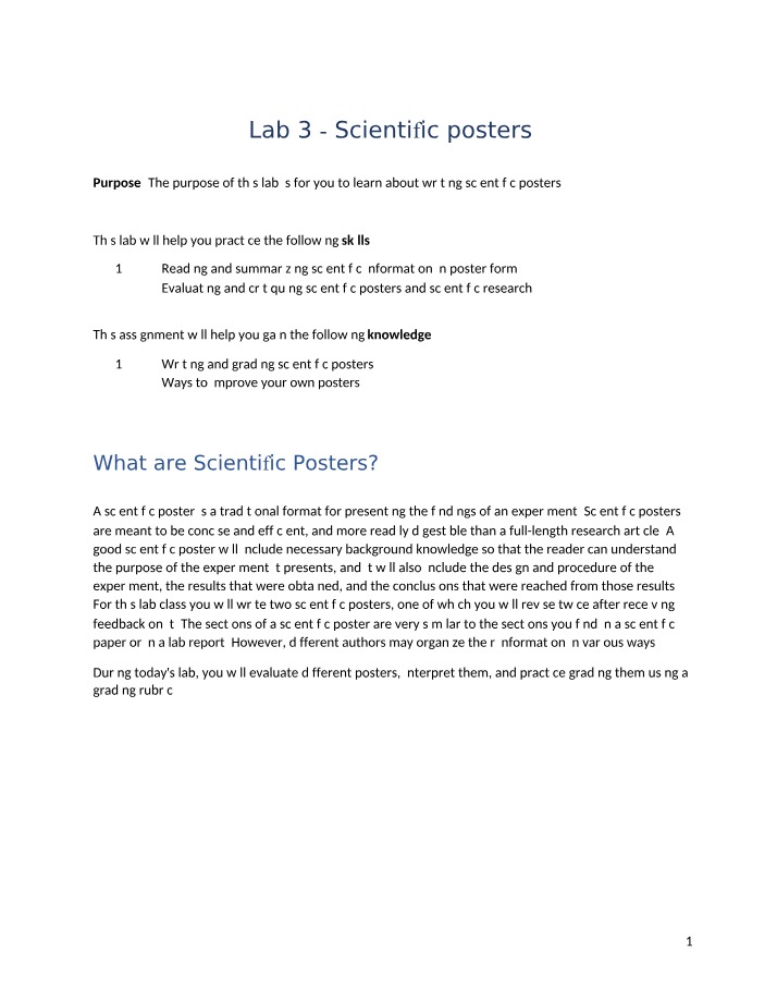 Lab 3 Scientific Posters Review