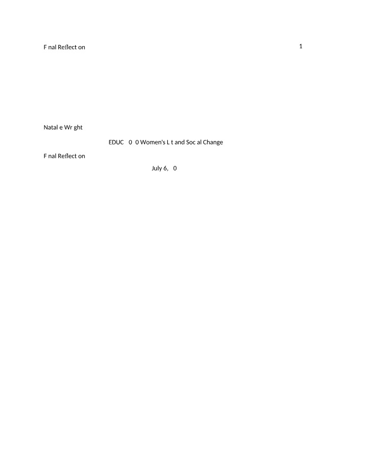 Women's Oppression in Literature - A Reflection
