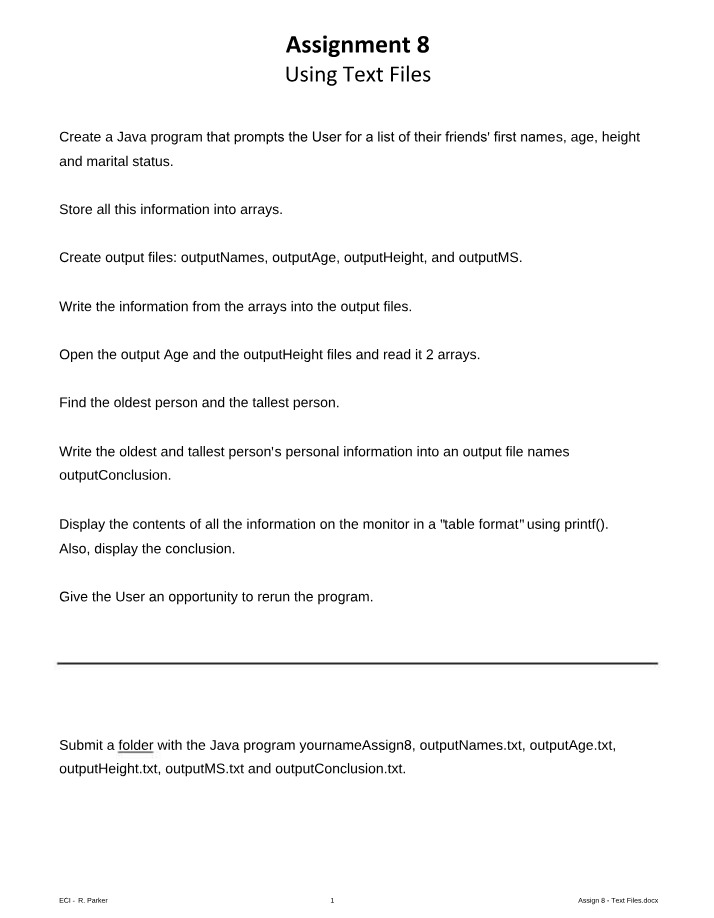 Text Files in Assignment 8