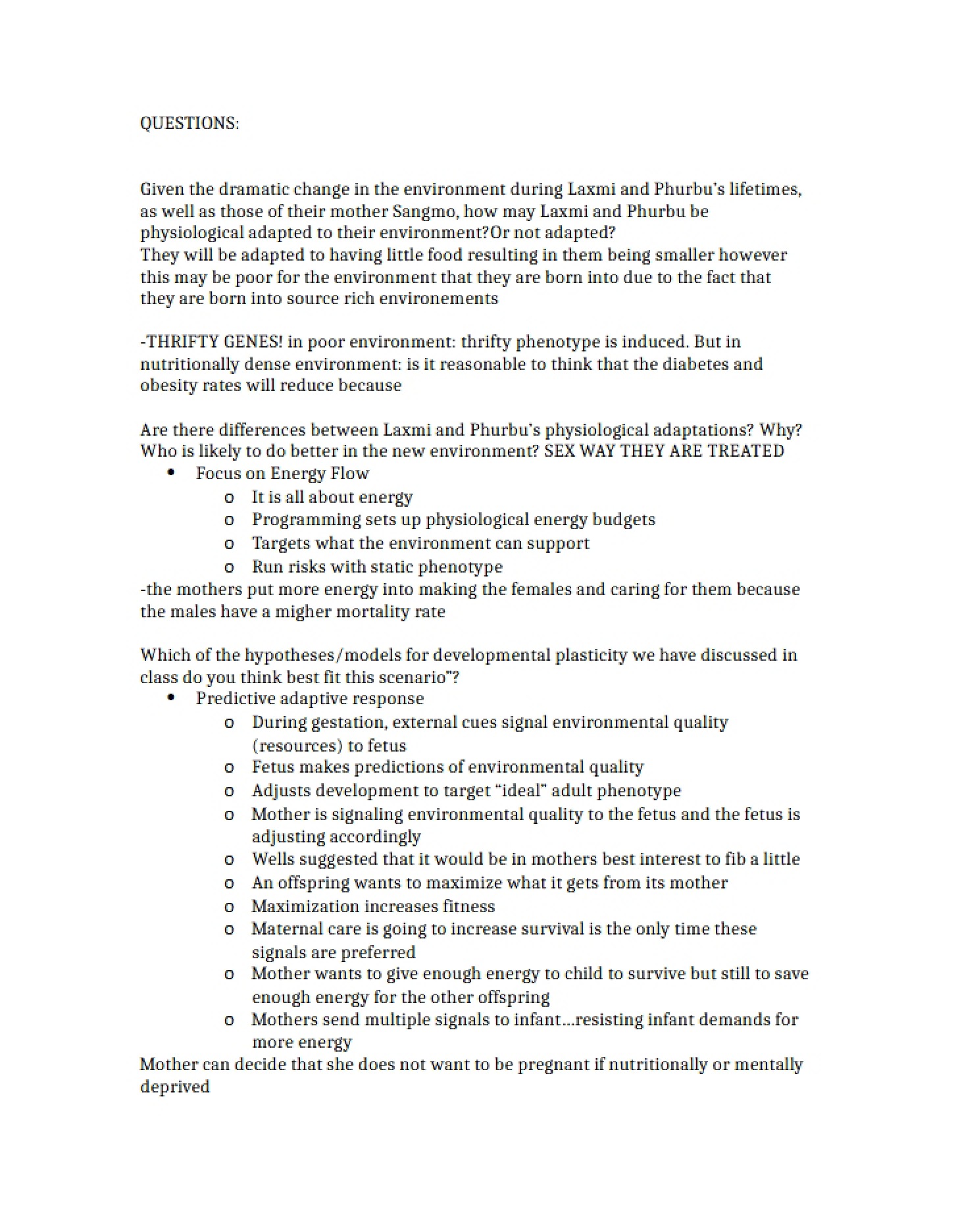 List of Questions