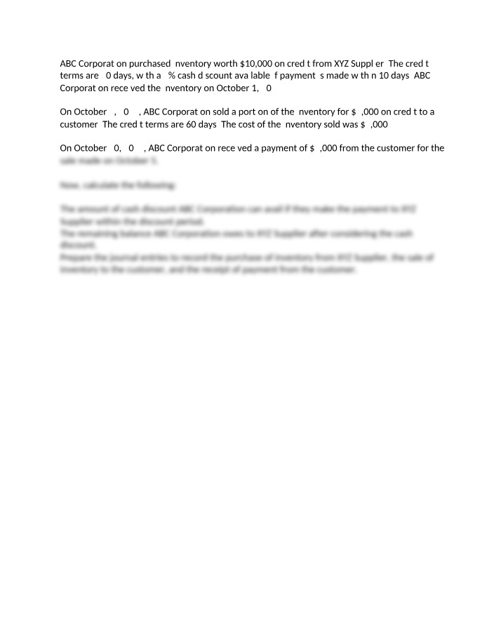 Cash Discount and Inventory Balance Calculation