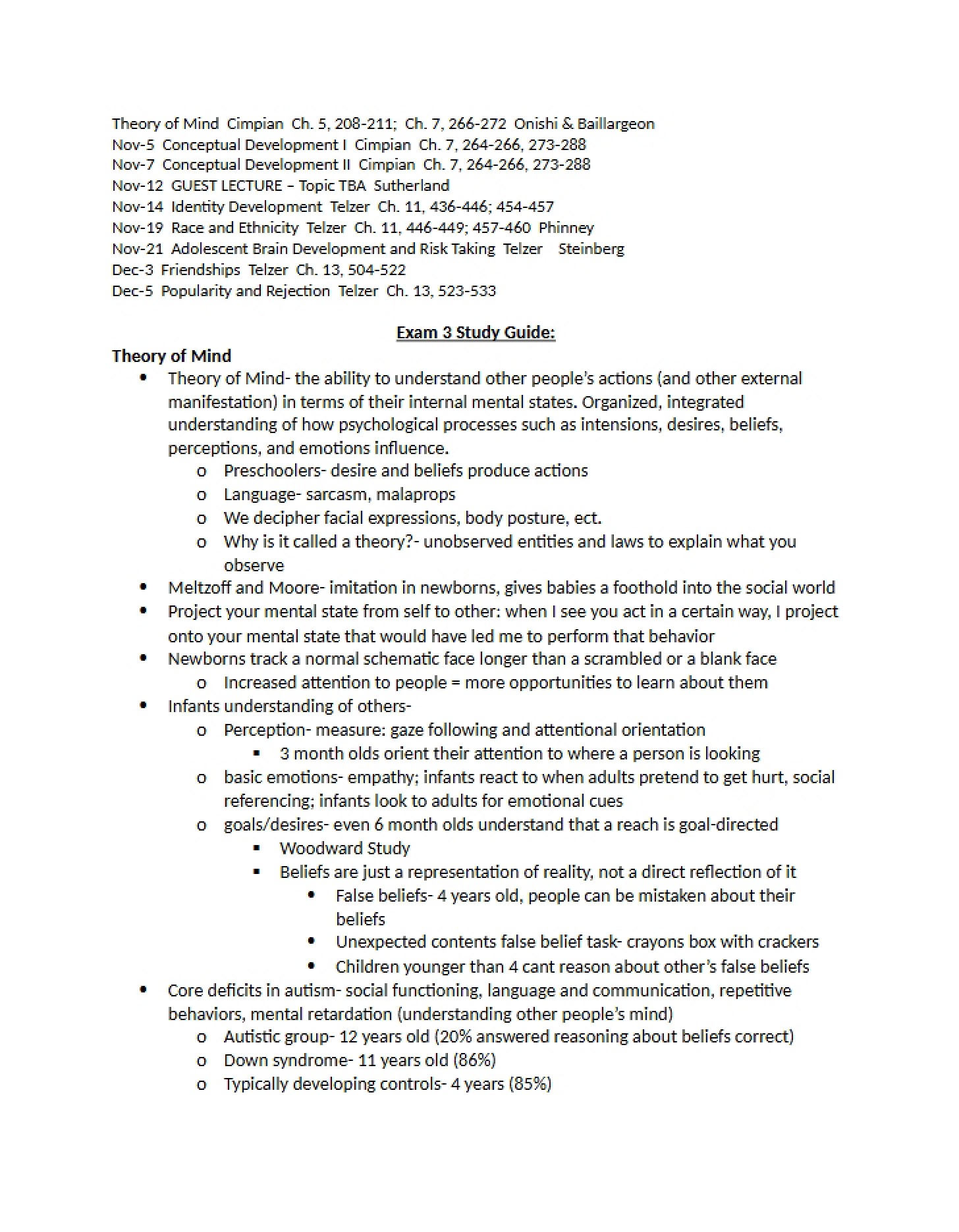 Prep Guide for Exam 3