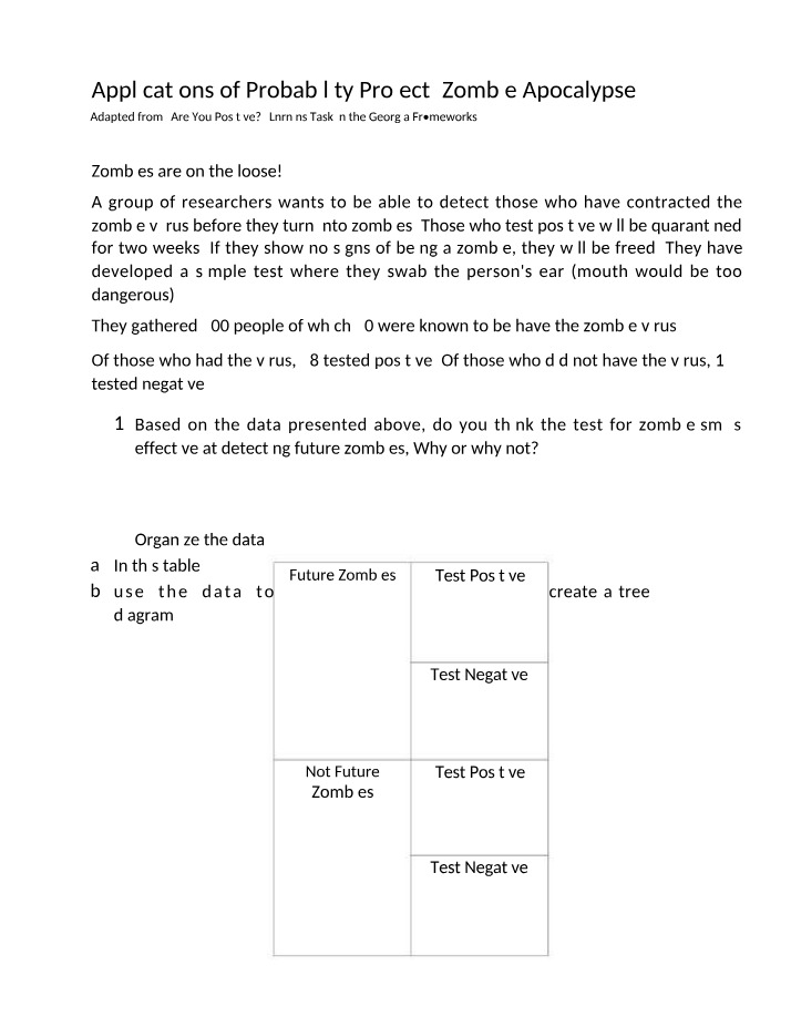 Zombie Virus Detection - Probability Test Effectiveness