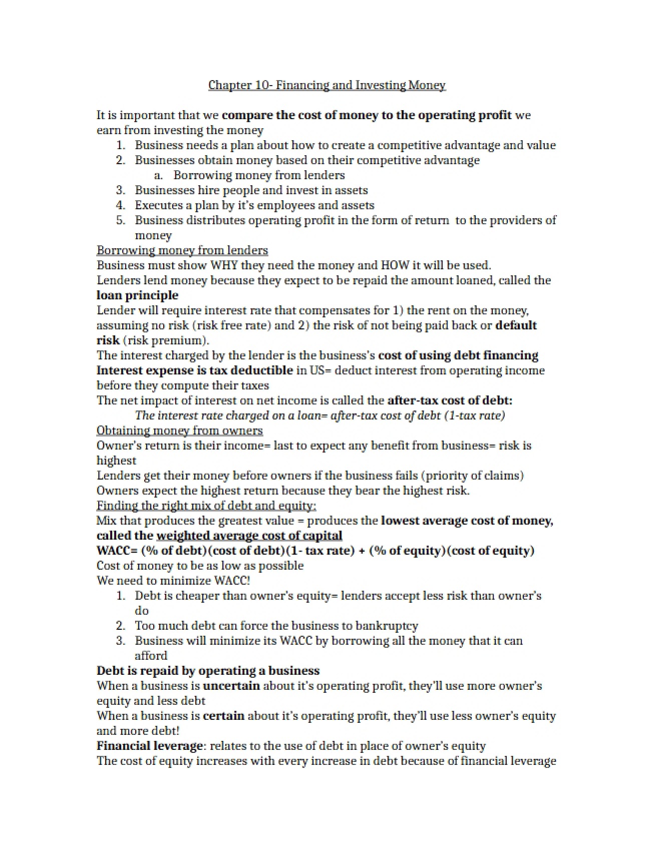 Notes Chapter 10