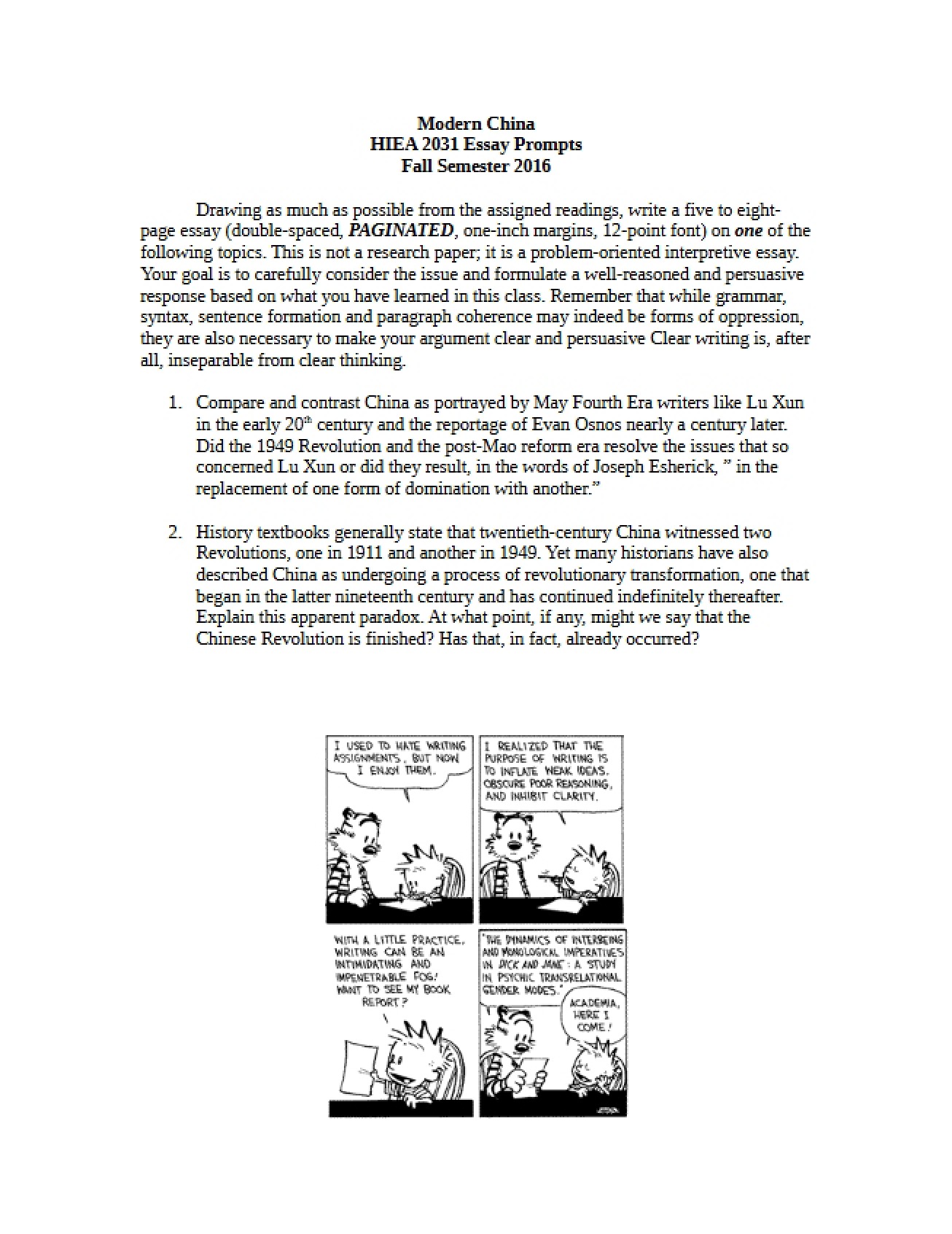 Prompts for Essay