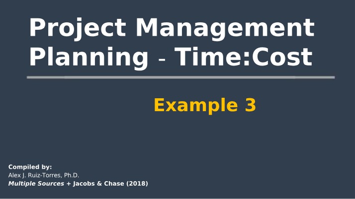Time and Cost Planning Example - Crash Project Management