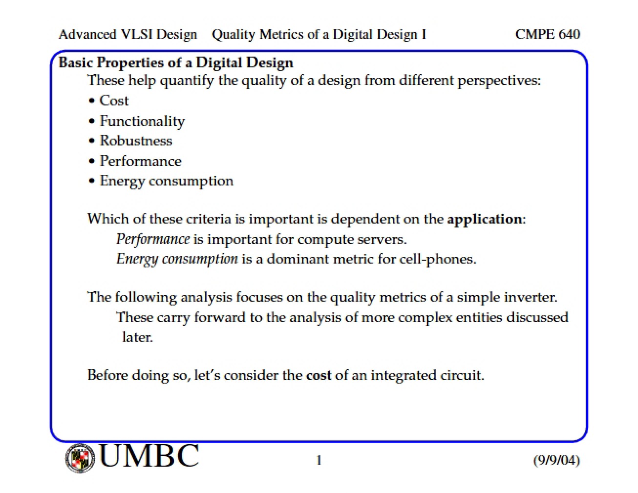 Digital Design Fundamentals and Properties