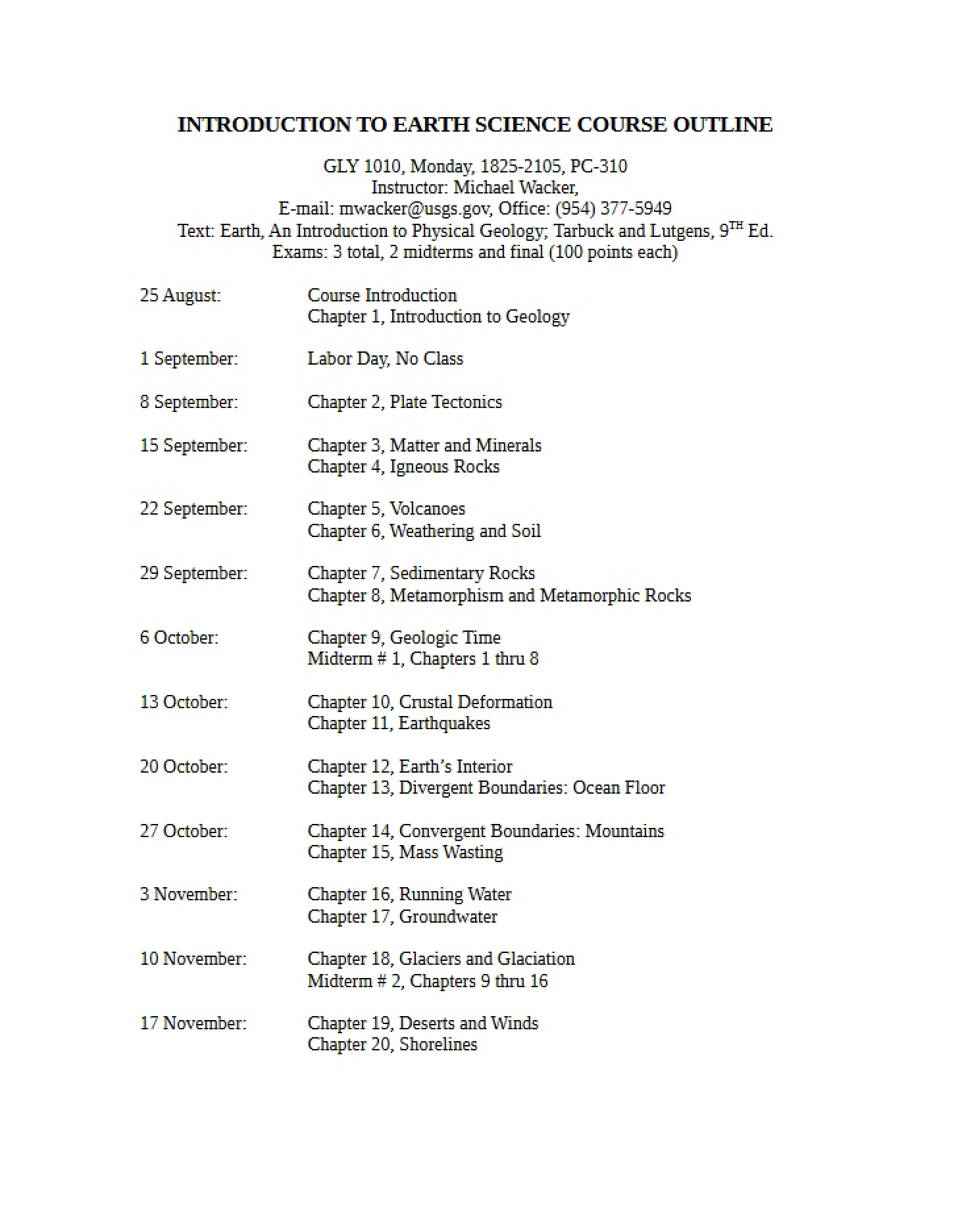 Subject Syllabus and Expectations