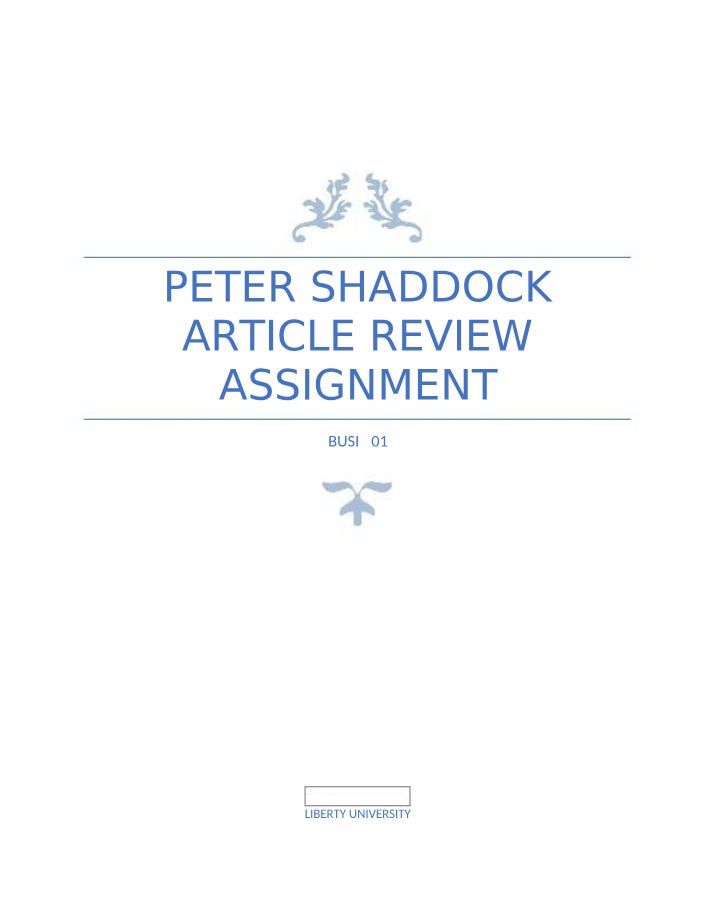 Assignment on Article Review