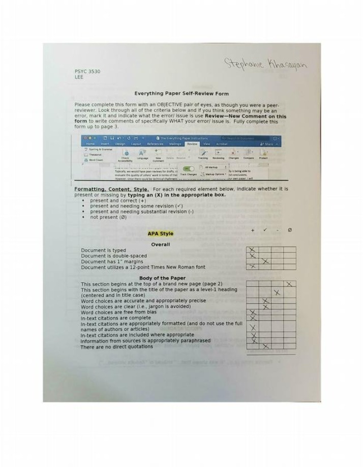 Self-Review Form for Everything Paper