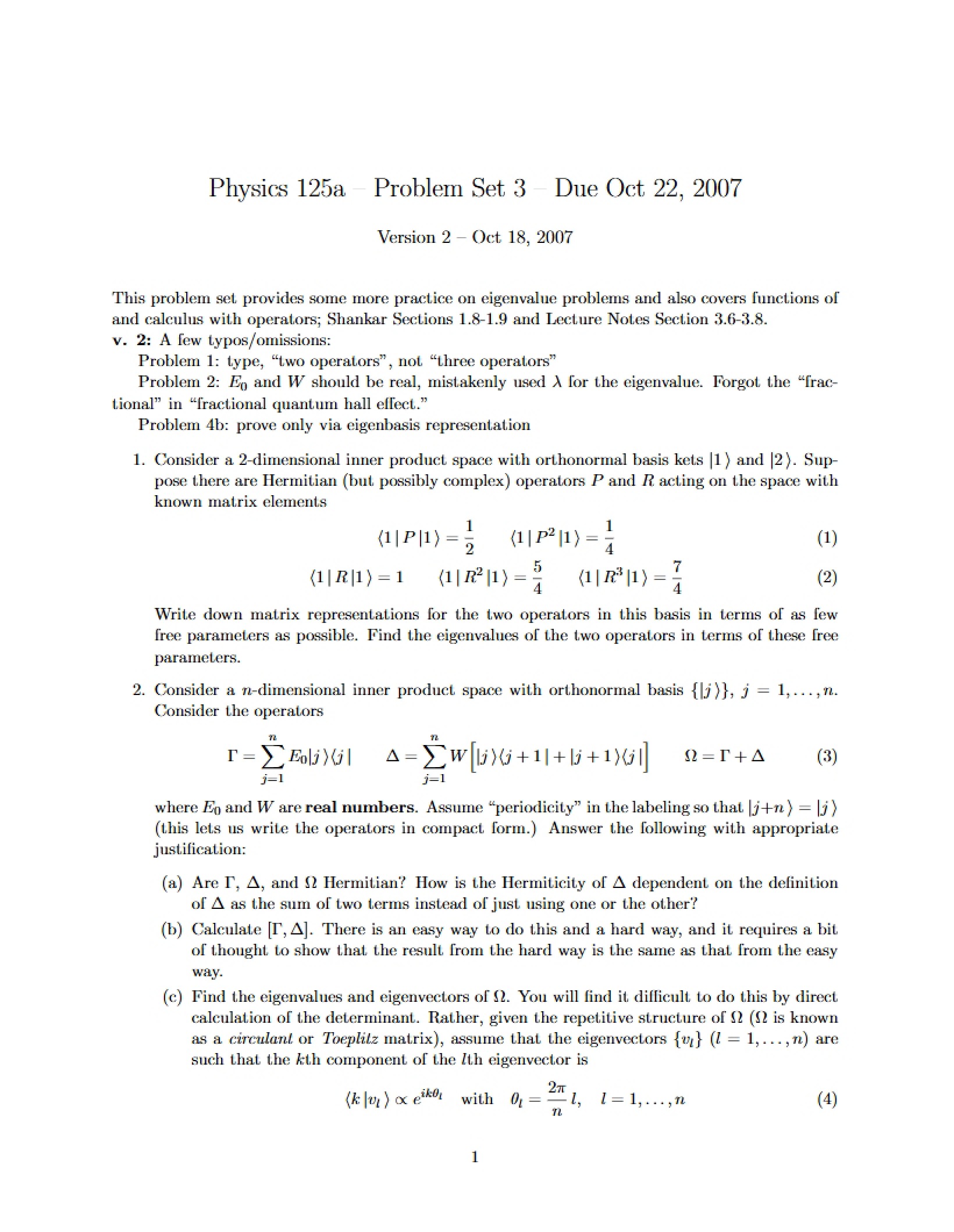 Set 3 Quantum Problems