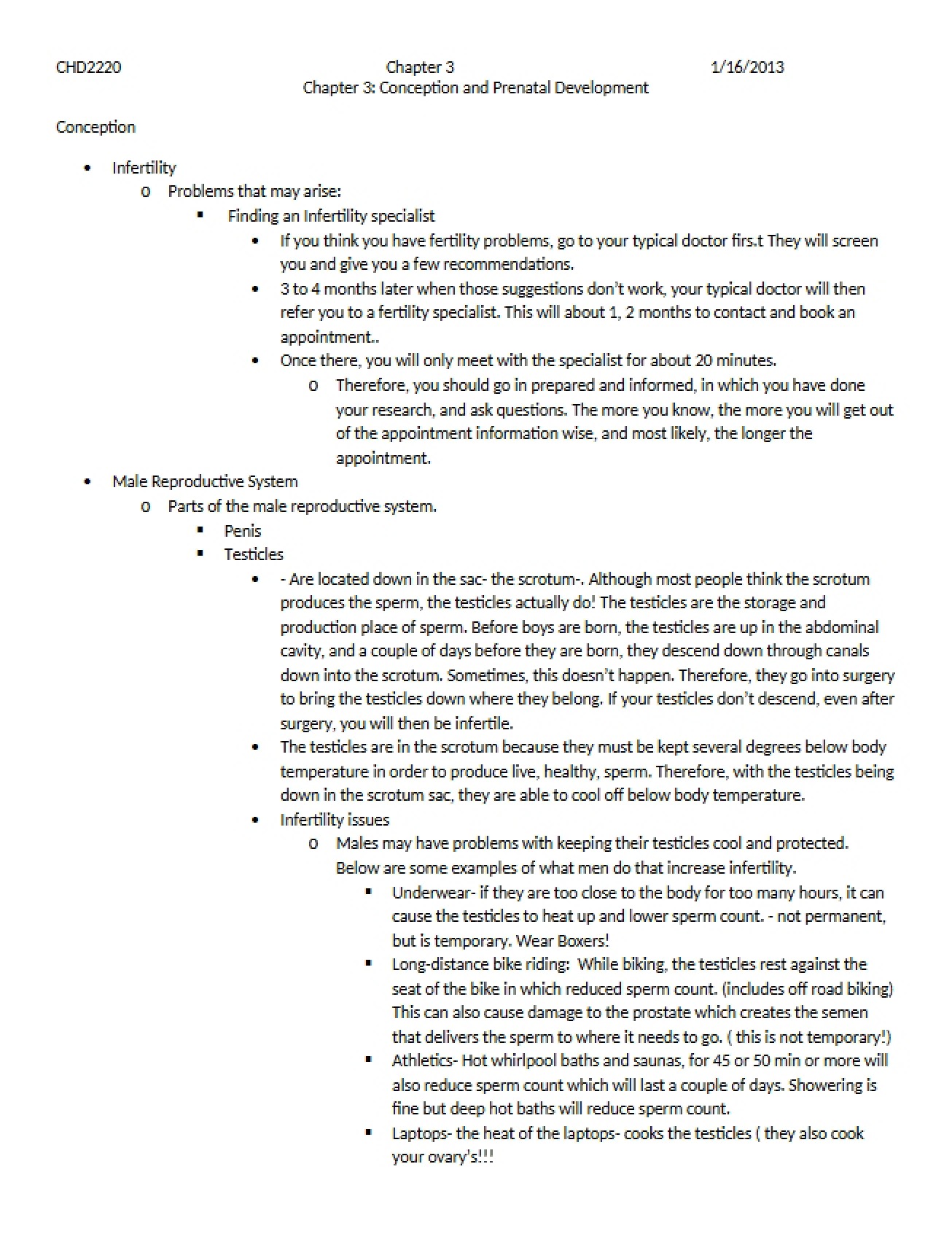 Prenatal Development and Conception Chapter Three