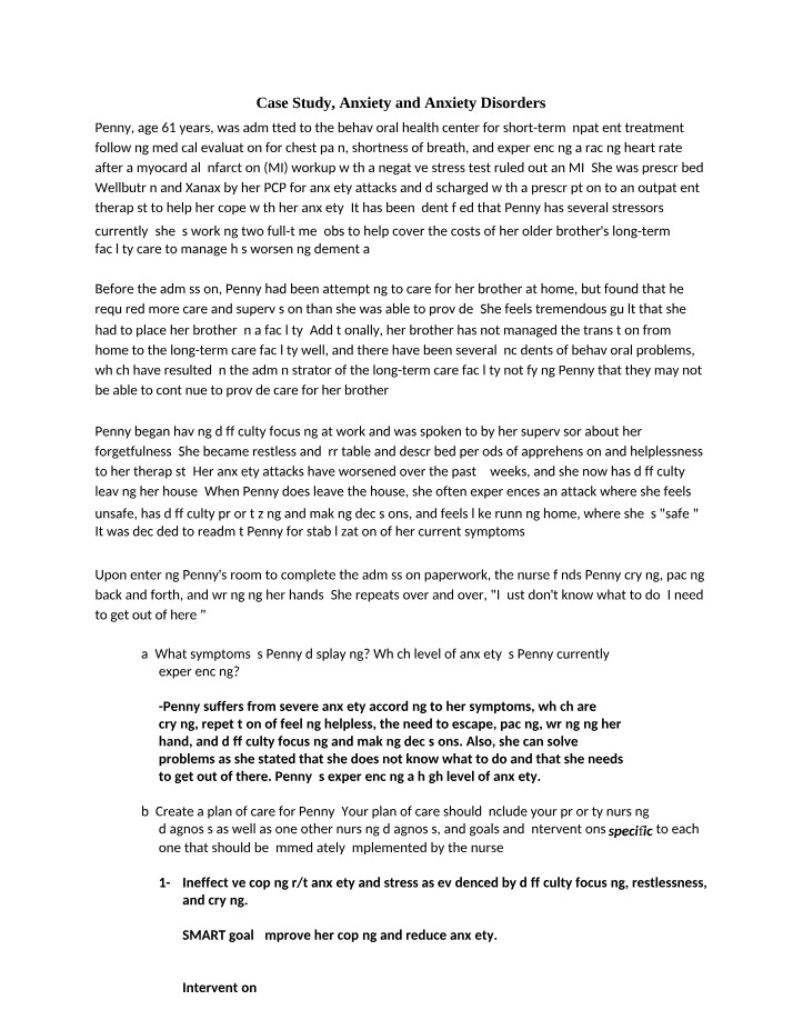 Effective Coping Case Study - Managing Anxiety and Stress