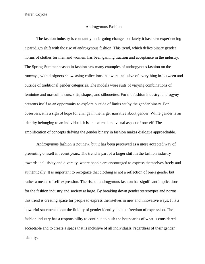WGS 145 - Androgynous Fashion