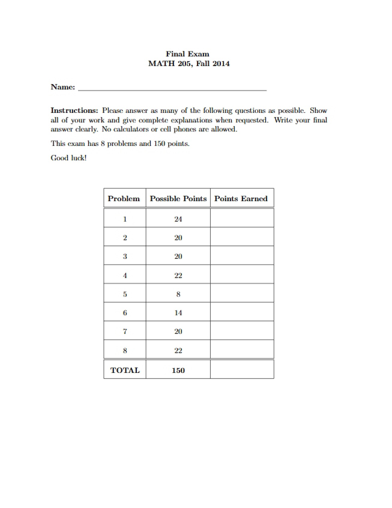 Linear Algebra Exam 120914 Ott 205