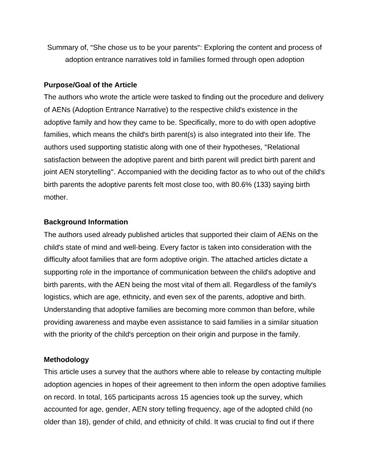 Exploring Entrance Narratives in Open Adoption