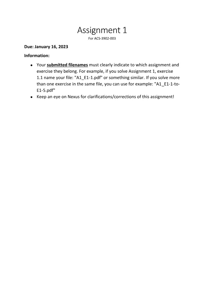 Assignment 1 - Communication with Lecturer and Set Definitions