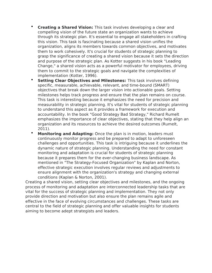 Strategic Planning - Essential Tasks