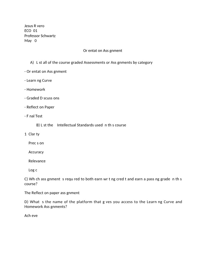 Course Assessments and Intellectual Standards Guide