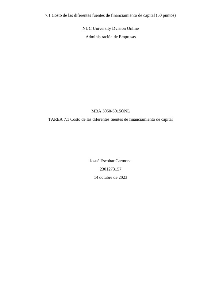 Costo de las Fuentes de Financiamiento de Capital