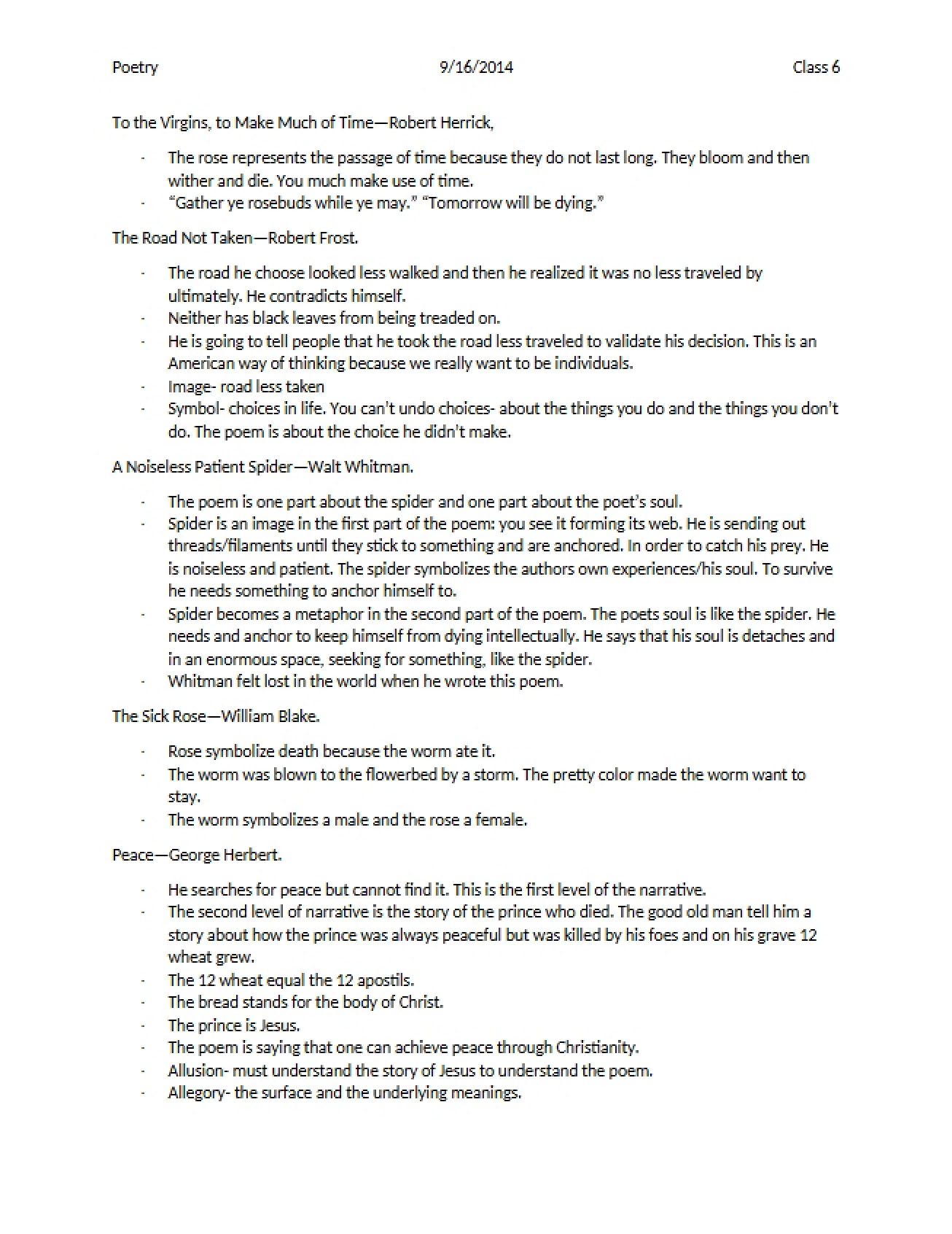 Examination of Poetic Works