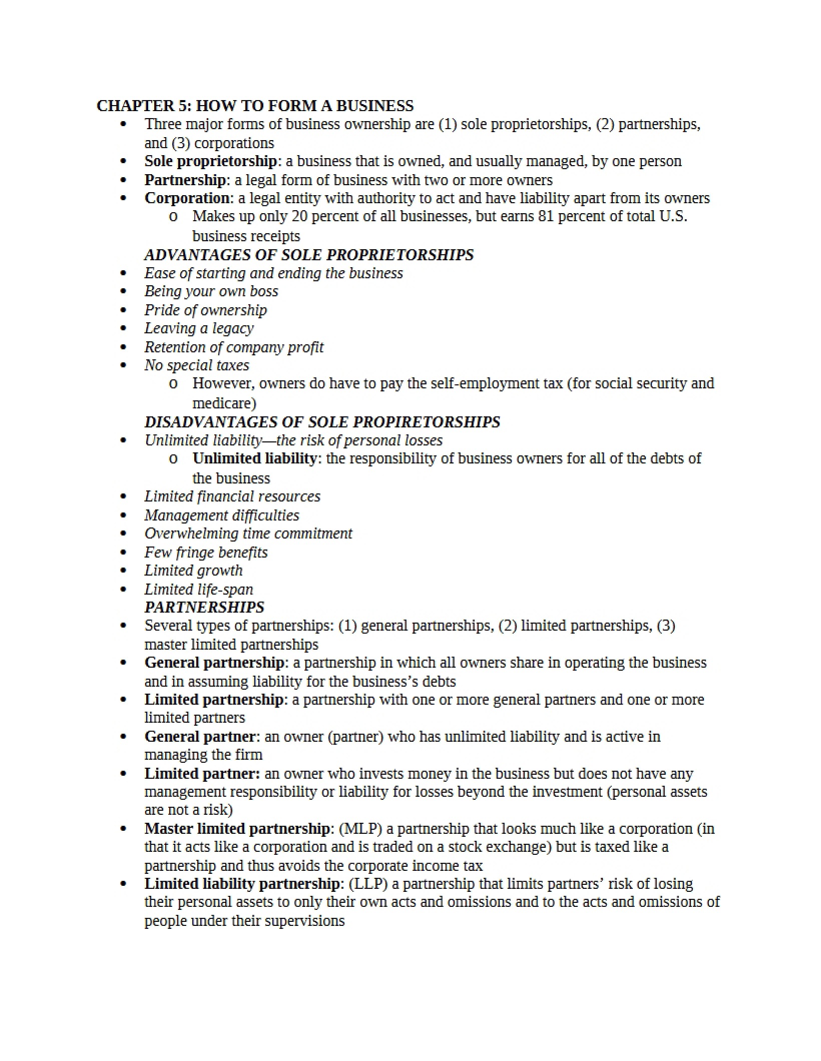 How to Form a Business (Chapter 5)